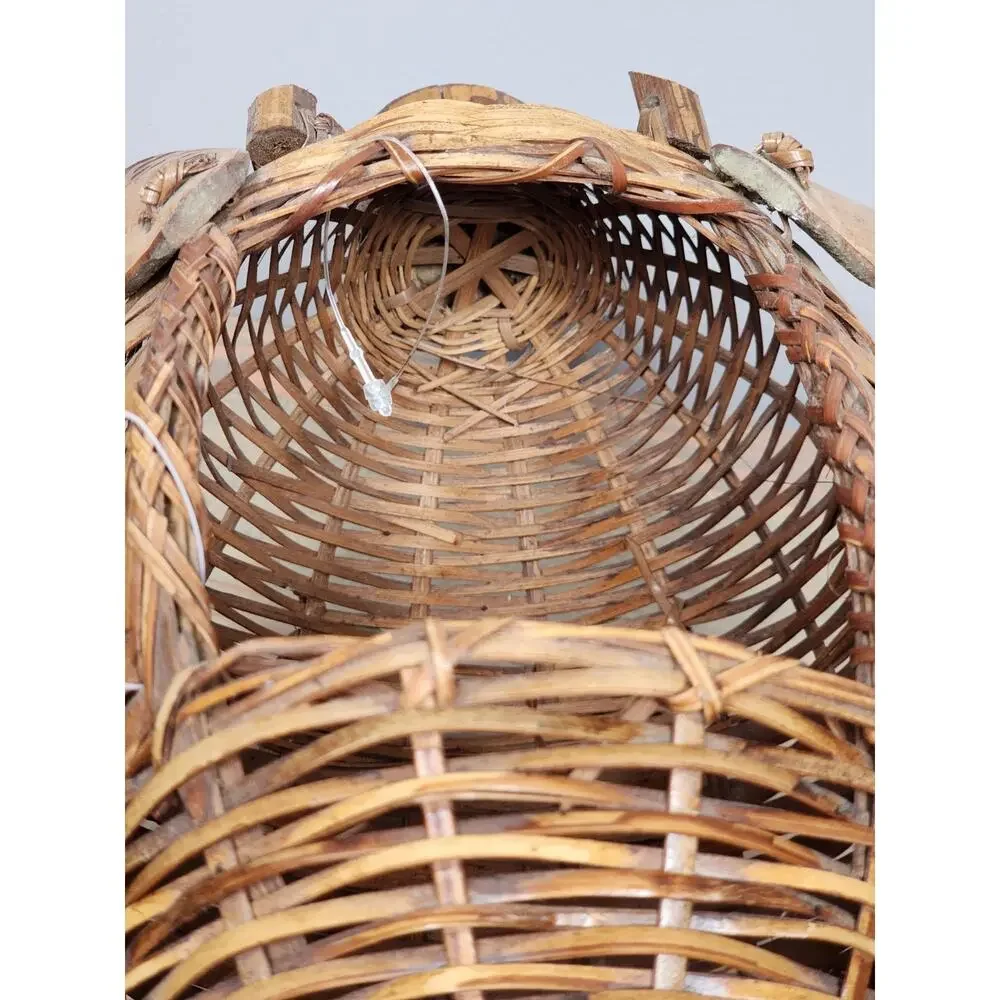 Basketville Hand Woven Wicker and Bamboo Pig Basket Planter